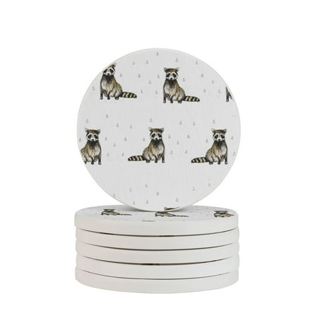 

Circular Drink Coasters Set Raccoon Beautiful Home Decor Diatomite Heat-Resistant Diatomite Protect Table Countertop