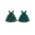 thumbnail image 2 of RUINIXCW Toddler Baby Girl Christmas Tree Dress Cake Smash Outfit Kids Little Girl Xmas Holiday Party Dress Ball Fly Sleeve Layered Tulle Tutu Dress, 2 of 10