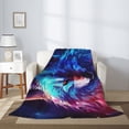thumbnail image 4 of PHELIKA Galaxy Wolf Pink And Blue 04 All Season Soft Throw Blanket Lightweight Flannel Fleece Blankets 50"x40", 4 of 8