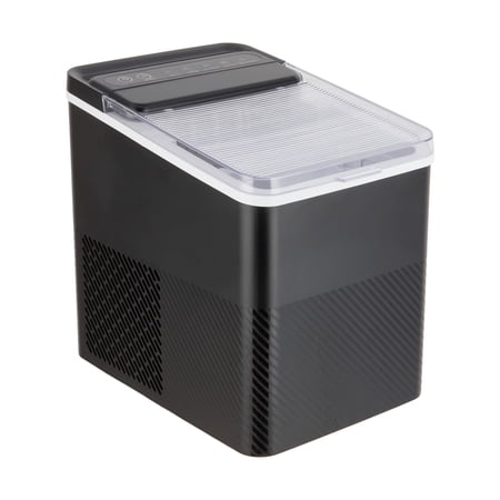 mainstays portable countertop ice maker, 26 lbs per day, compact ice machine with quick ice cycles, no plumbing required, black