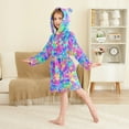 thumbnail image 2 of FORMRS Niños Bathrobe Unisex Hooded Robe Soft Plush Pajamas Sleepwear, Size 2-3T, Vibrant Geometric Pattern, 2 of 7