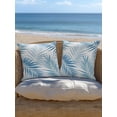 thumbnail image 5 of Outdoor Pillows Waterproof, Summer Palm Leaves Bedding Throw Pillows with Insert for Couch Sofa Bed, Tropical Botanical Minimalist Blue 16x16 Inch Pillowcases Decorative Camping Patio Pillow Set of 1, 5 of 8