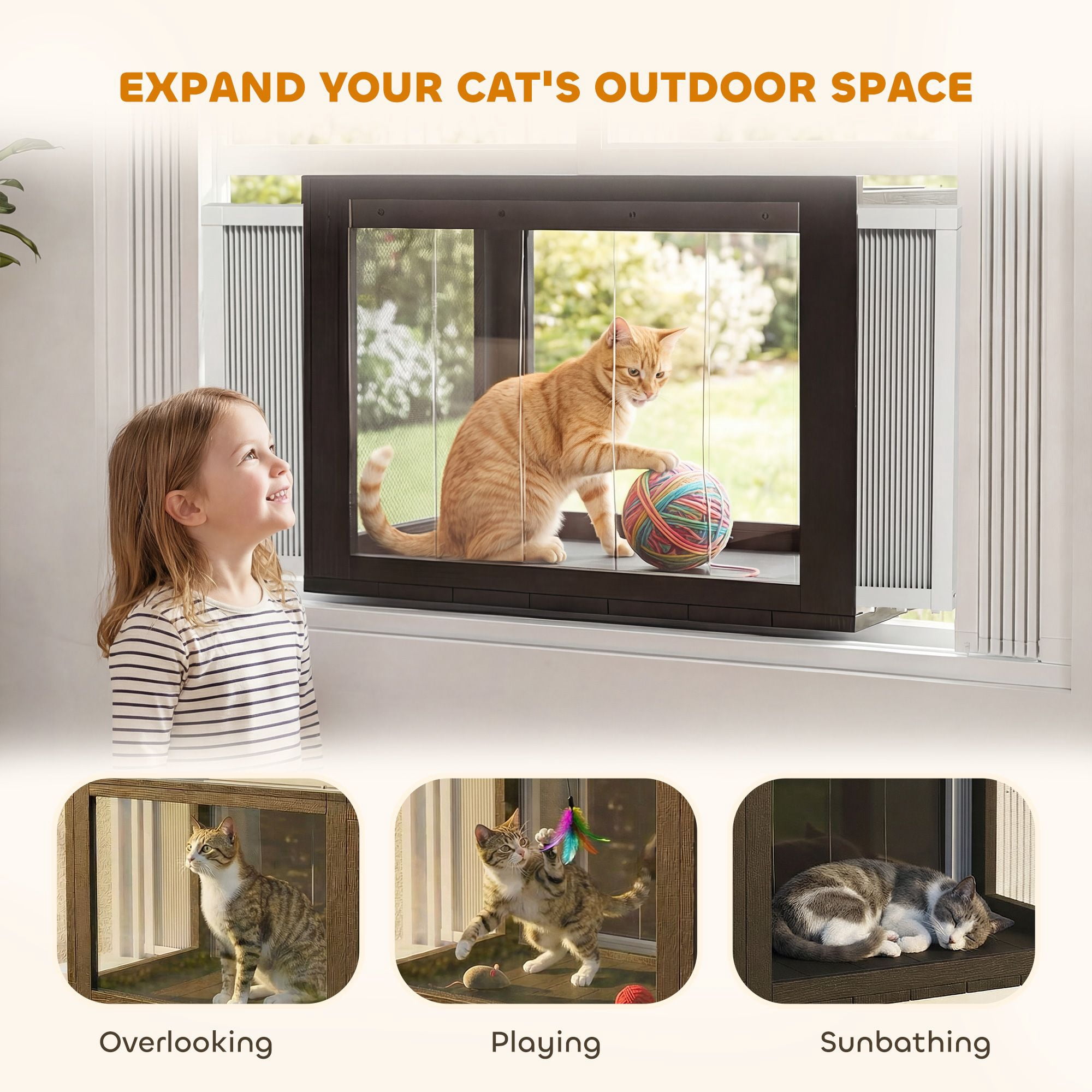 Dranite Catio Outdoor Cat Enclosure, Adjustable 25"-41" Cat House