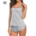 thumbnail image 1 of Ensemble Pyjama Sans Manches Shorts Costume V Pyjama Ensemble Cou Femme Sleepware Costume, Gris, M, 1 of 7