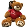 5 Foot Giant Teddy Bear 60 Inches Soft Cinnamon Brown Color Wears I'M SORRY T-shirt