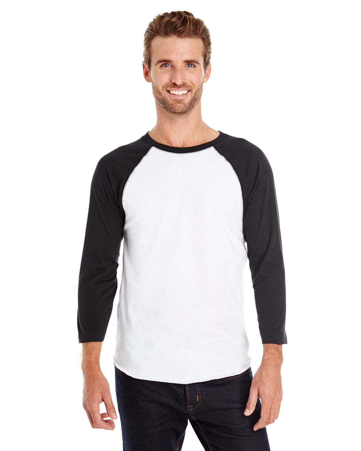 Aquaguard 100% Cotton Men's Vintage Baseball T-Shirt crew neck tee (3 Pack) - Medium - White/black