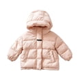 thumbnail image 2 of Kids Winter Hooded Puffer Coat, Girls Thick Warm Windproof Long‑Sleeve Solid Color Outerwear for Cold Winter Days | CSEONE, 2 of 9