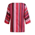 thumbnail image 4 of Babysbule Womens Tops Fashion Women's Large Size Casual Crew-neck Striped Printed Long-sleeved Shirt Tops, 4 of 6