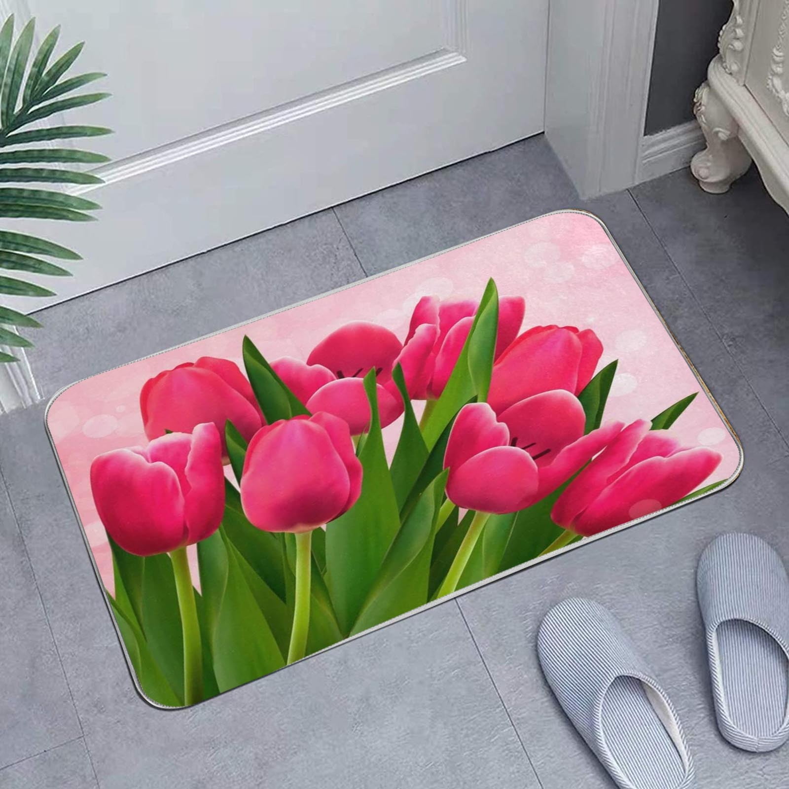 Ybomd,Door Mat Entryway Floor Mat,Spring Flowers Front Doormats Non-Slip Welcome Mat,Kitchen Rugs Outdoor Indoor Entry Rug for Kitchen Bedroom Porch Bathroom