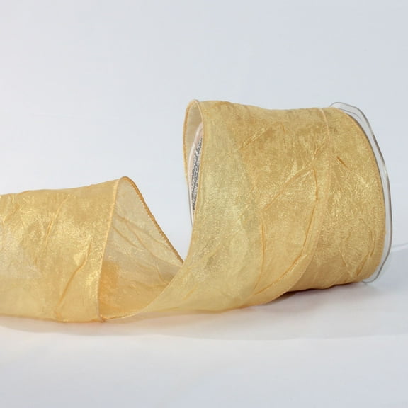 The Ribbon People Gold Crinkled Satin Wired Craft Ribbon 3" x 27 Yards