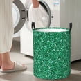 thumbnail image 4 of Lsque Green Glitter pattern Laundry Hamper Basket, Tall Woven Rope Hamper Basket for Clothes, Lightweight Storage Basket, Collapsible Waterproof-Small, 4 of 8