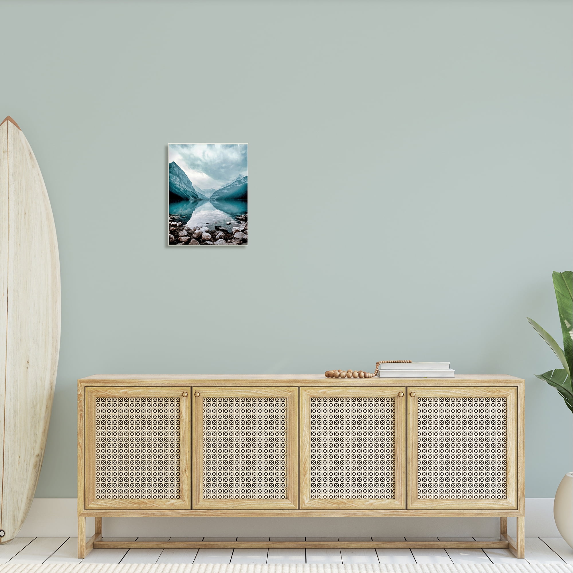 Stupell Industries Breathtaking Rocky River Scenery Blue Mountain Peaks Wood Wall Art, 13 x 19, Design by Alpenglow Workshop