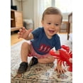 thumbnail image 5 of BemeyourBBs Toddler Baby Boy Summer Clothes Infant Baby Boys Lobster Outfits Crayfish Boil Crew Letters Embroidery T Shirt with Pockets Plaid Shorts 2Pcs Set, 5 of 9