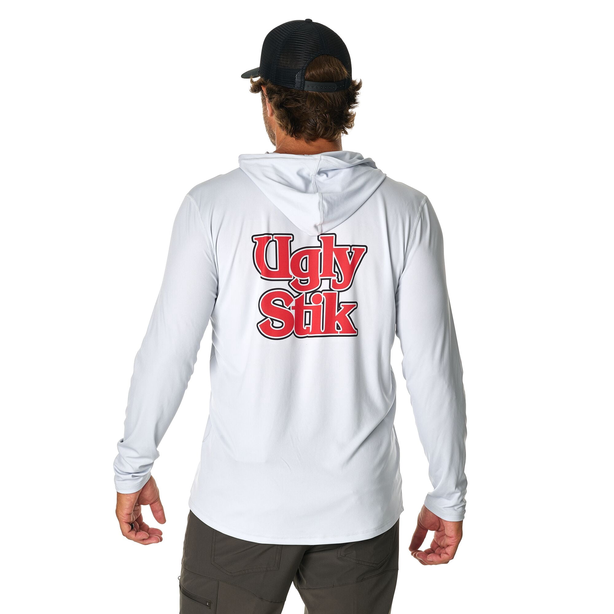 Ugly Stik Long Sleeve Performance Hoodie Sun Shirt, Grey, Size M