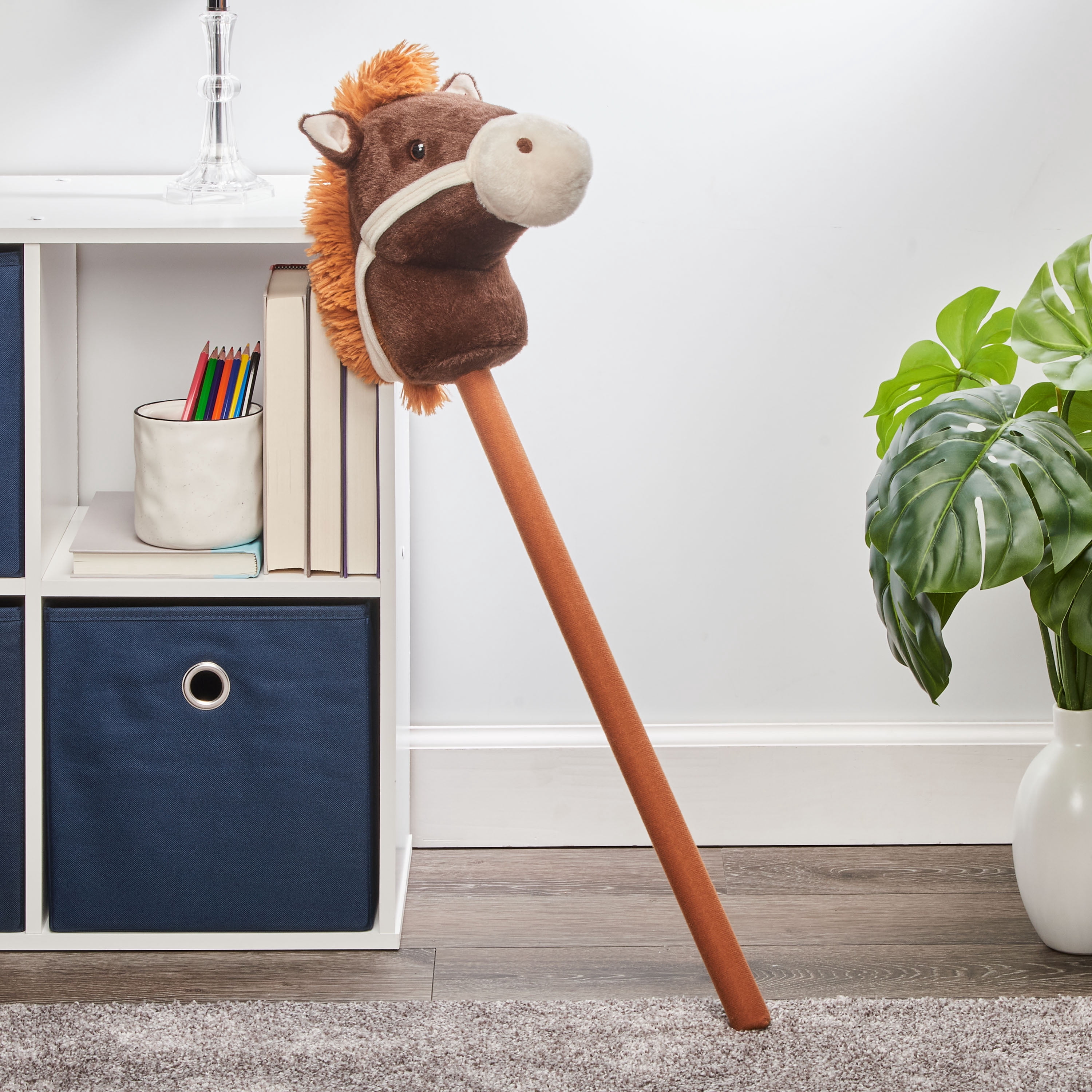 Spark Create Imagine Plush Riding Stick, Dark Brown Horse for 3 Years and Up