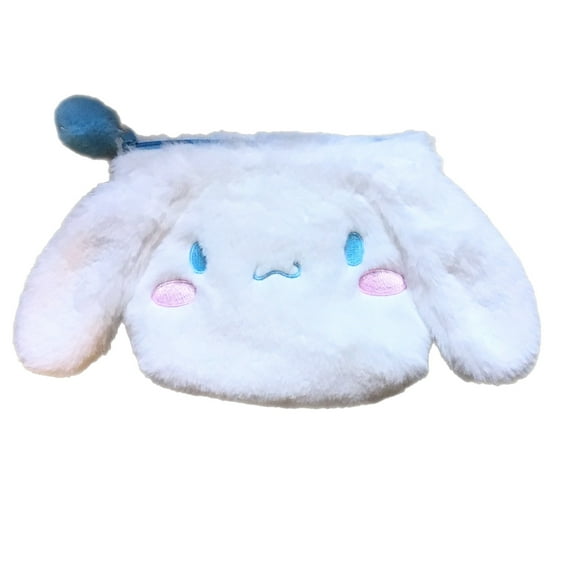 SANRIO CINNAMONROLL PLUSH ZIPPED POUCH WITH BLUE POMPOM