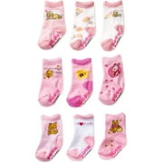 Disney - Infant Girls' Winnie the Pooh 9-Pack Grippy Socks