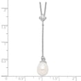 thumbnail image 4 of Auriga Fine Jewelry 925 Sterling Silver Rhodium-plated 8-9 mm White FWC Pearl CZ Drop Necklace for Women 18", 4 of 6