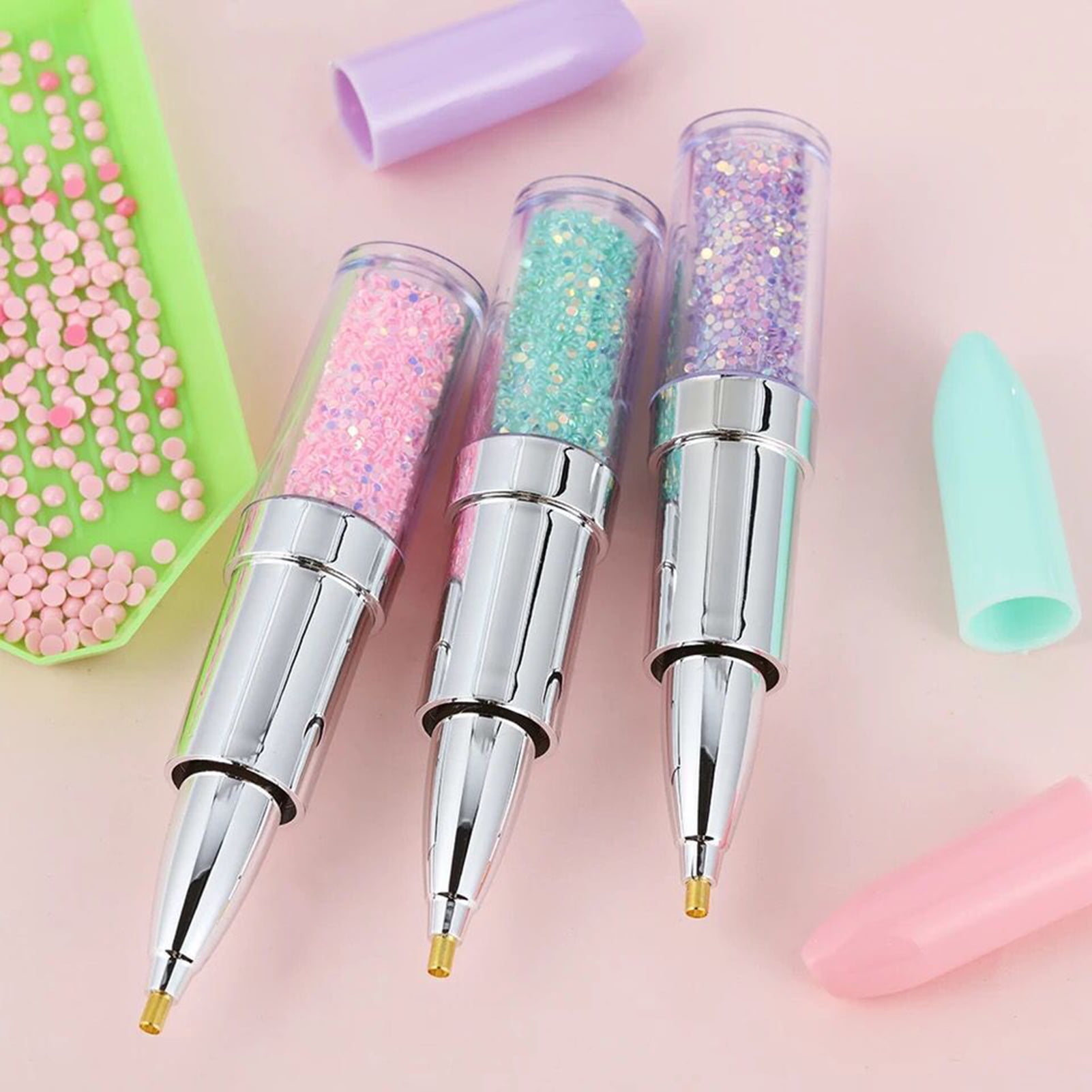 Colored Ballpoint Pens Diamond on Top Lipstick Shape Creative School Supplies 