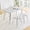 1 White&Silver Table+4 Transparent&Silver Chairs, variant on ExtraLco 5-Piece Dining Table Set for 4, White Faux Marble Tempered Glass Table with 4 Dark Gray Upholstered Chairs for Kitchen Dining Room