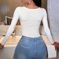 thumbnail image 4 of DHFJKG Womens Long Sleeve Bodysuits Basic Slim Fit Stretch Layering Top Sexy Deep V Neck Going Out Clothes Nightclub Wear Stylish Onesie, 4 of 5