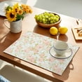 thumbnail image 5 of Placemats Set of 4, Pink Floral Place Mats Green Camellias Flowers Tablemats Washable Placemat Table Decoration for Kitchen Table Dinner Party Home Decor Indoor Outdoor 13x19 Inch, 5 of 9