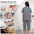 thumbnail image 5 of EA'S SECRET 100% Cotton Women's Pajama Sets Short Sleeve Button Down Capri Nightwear V Neck Pjs Sleepwear with Pockets(Dark Gray,2XL), 5 of 7