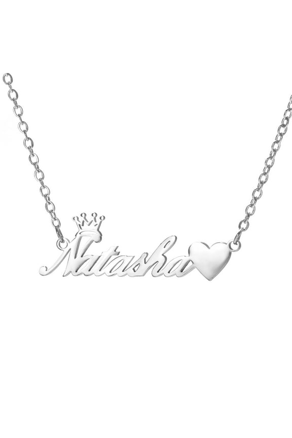 Name Customized Necklace Crown Heart Shaped Personalized Necklace Stainless Steel Nameplate Necklace 18K Gold Plated Chain Jewelry for Women