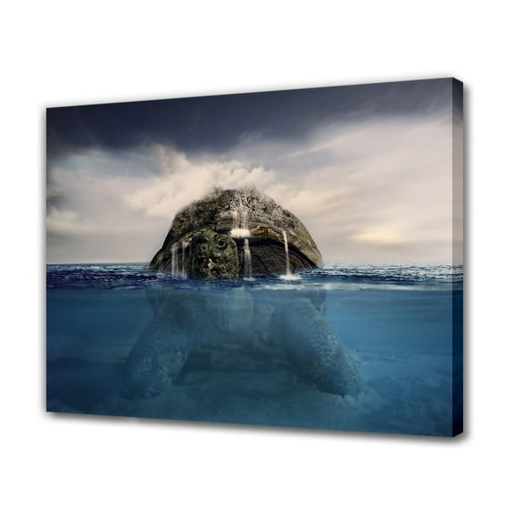 Giant Turtle Canvas Poster Bedroom Decor Sports Landscape Office Room Decor Gift,Frame-style,08x12inch(20x30cm)