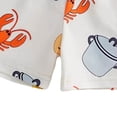 thumbnail image 4 of Boys Two Piece Outfits Toddler Baby Boy Shorts Set Seafood Embroidered Short Sleeve T-shirts Plaid Elastic Waist Shorts Summer Clothes, 4 of 7