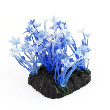 Unique Bargains 4.3  High Light Blue Manmade Plastic Water Grass Plant Decor for