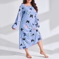 thumbnail image 3 of XFHLMJFF Women's Nightgowns Pajamas Comfy Classic Long Sleeve Graphic Print Shoulder Drop Oversize Long Dress Cozy Sleepwear Nightwear, 3 of 3