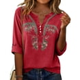 thumbnail image 6 of Blouses For Women Fashionable Casual V Neck Button Down Cotton And Linen Top T Shirt Womens Tops, 6 of 7