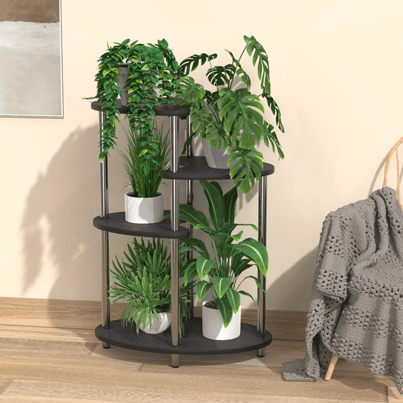 36"H 4-Tier Indoor Plant Stand, Metal Flower Pot Holder Display Shelf for Home Décor