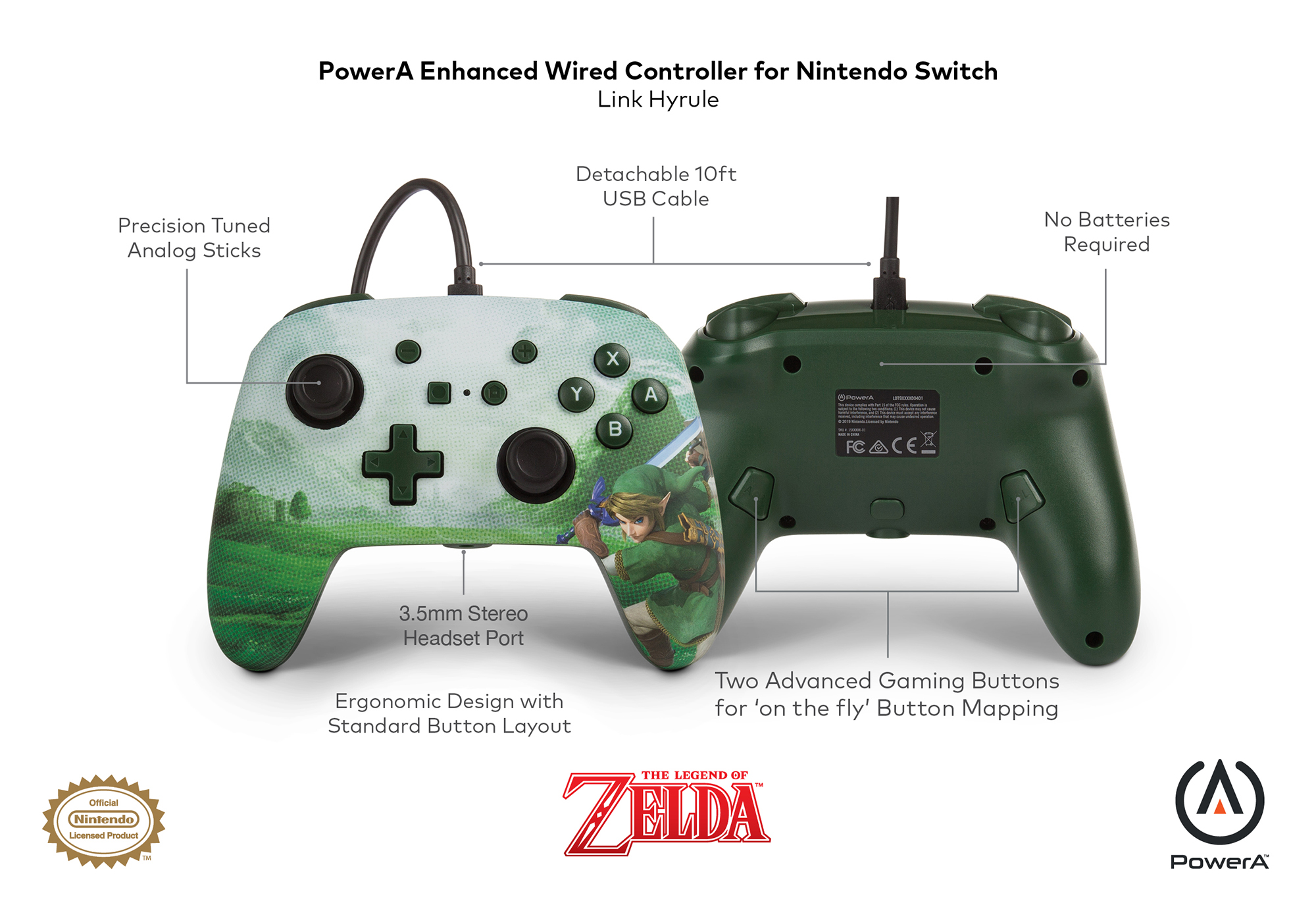 PowerA Enhanced Wired Controller for Nintendo Switch - Link Hyrule - image 2 of 12