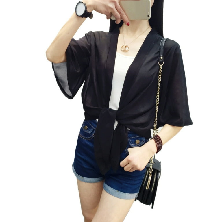 トップス L'Appartement Sheer Cardigan Totatuit Womens Summer Lightweight Sheer Cardigan 3/4 Sleeve