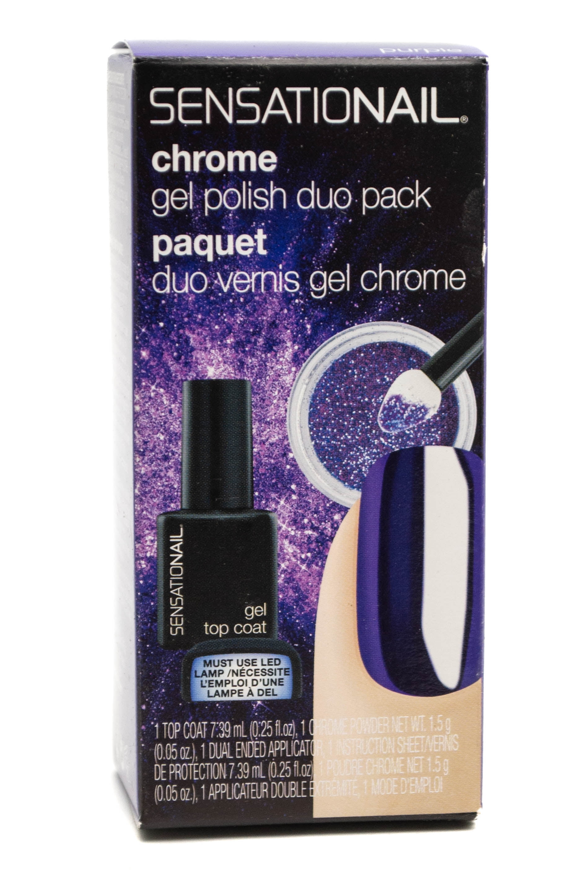 SensatioNail CHROME Gel Polish Duo Pack, Requires LED Lamp Top Coat