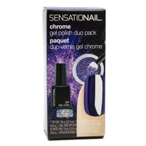 SensatioNail CHROME Gel Polish Duo Pack, Requires LED Lamp: Top Coat .25 fl oz, Chrome Powder .05oz, Dual Ended Applicator, 71734 Purple