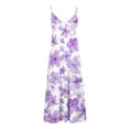 thumbnail image 4 of SMihono Women's Summer Spaghetti Strap Dresses Purple Floral Print Loose Fit Maxi Long Dress with Pockets Beach Sundress Purple 12, 4 of 5