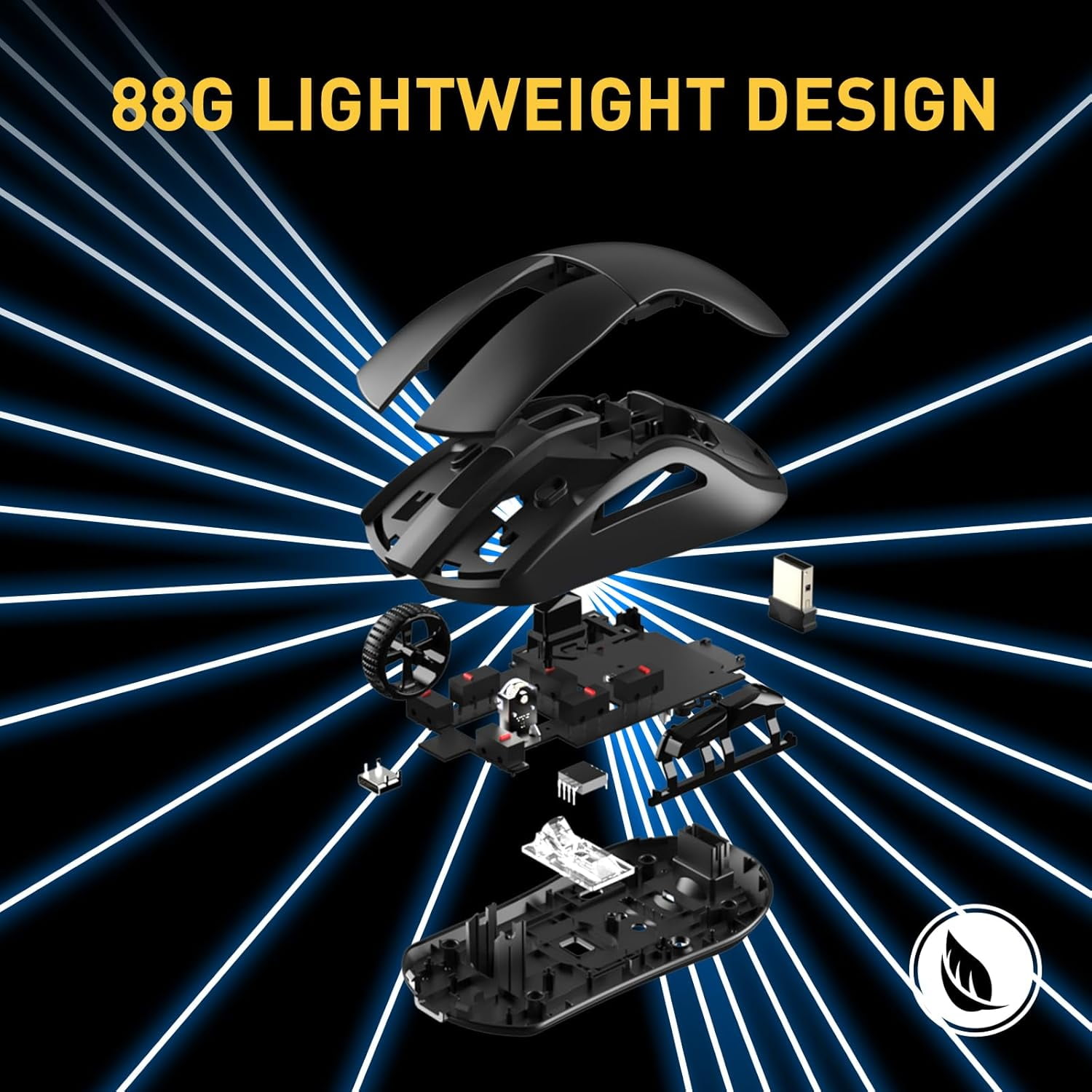 DAREU A950 Wireless Gaming Mouse with RGB Charging Dock,88g Lightweight Programmable Tri-Mode Wireless Mouse Gaming, Up to 12K DPI,1000Hz,120Hrs Playtime with RGB Backlit, Great for PC, Mac