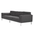 thumbnail image 4 of Inspired Home Victor Linen Sofa Button Tufted Mid-Century Chrome Legs, Grey, 4 of 9