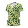 thumbnail image 2 of Goofa Avocado With Seeds Pattern Womens Deep V Neck Low Cut Tops Casual Summer Short Sleeve Ribbed Knit T-Shirts-X-Large, 2 of 5