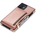 thumbnail image 6 of Wallet Case Fit for Apple iPhone 12 Mini,Adjustable Crossbody Zipper Cover with Card Holder Slot Neck Strap Lanyard Purse Shoulder Strap Purse Case for iPhone 12 Mini FK Rose Gold, 6 of 12
