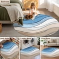 thumbnail image 5 of Round Rugs 5Ft, Blue Brown Round Area Rug Washable Indoor Throw Carpet, Gradient Geometric White Water Stripes Modern Soft Non Slip Circle Rug for Cabinet Bathroom Home Decor Aesthetic, 5 of 8