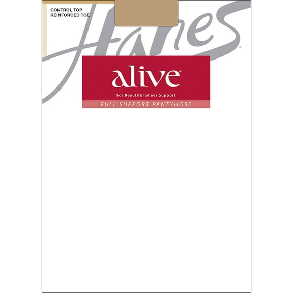 Hanes Alive Full Support Pantyhose with Control Top, Reinforced Toe Little Color E Women's