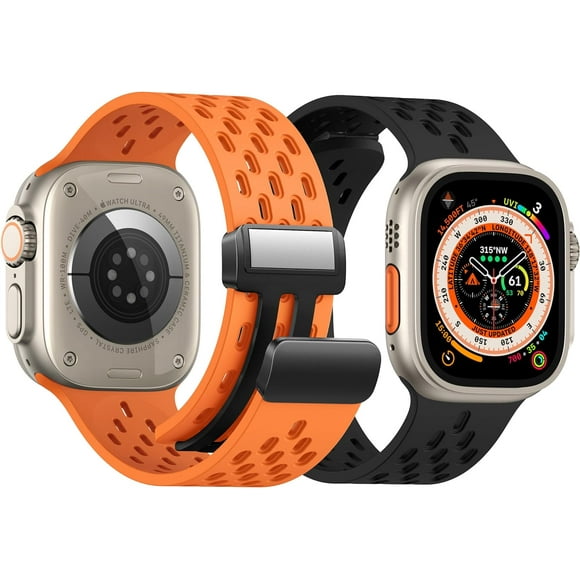 KOMI Magnetic Anti Sweat Sport Band for Apple Watch, Waterproof Breathable Silicone Correas. Para Compatible iWatch Ultra SE Series 9/8/7/6/5/4/3/2/1,For Women Men, 42mm 44mm 45mm 49mm