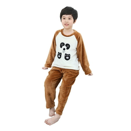 

Honeeladyy Winter Toddler Kids Baby Boys Girls Cartoon Pajamas Winter Warm Coats Pants Outfits Set Brown Clearance under 5$