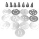 thumbnail image 3 of Kit de pistola de acero inoxidable para prensa de galletas, 13 discos con diseño de galletas, decoración de pasteles y magdalenas, 8 puntas intercambiables para glaseado Xemadio SNFLD1408, 3 of 7