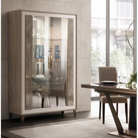 Glossy Gray Marble-finish 2-Door China ARREDOAMBRA ESF Modern Made in Italy
