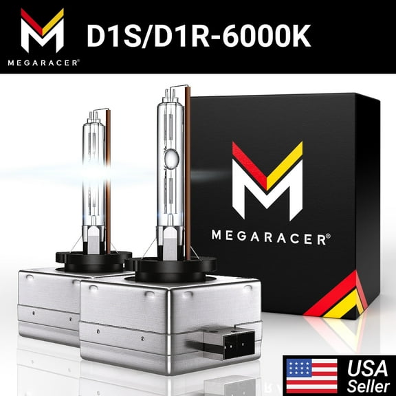 Mega Racer D1S HID Headlight Bulb Xenon High Low Beam OEM Replacement 2 PACK - 6000K Diamond White, 12V 35W 8000 Lumens Car Bulbs